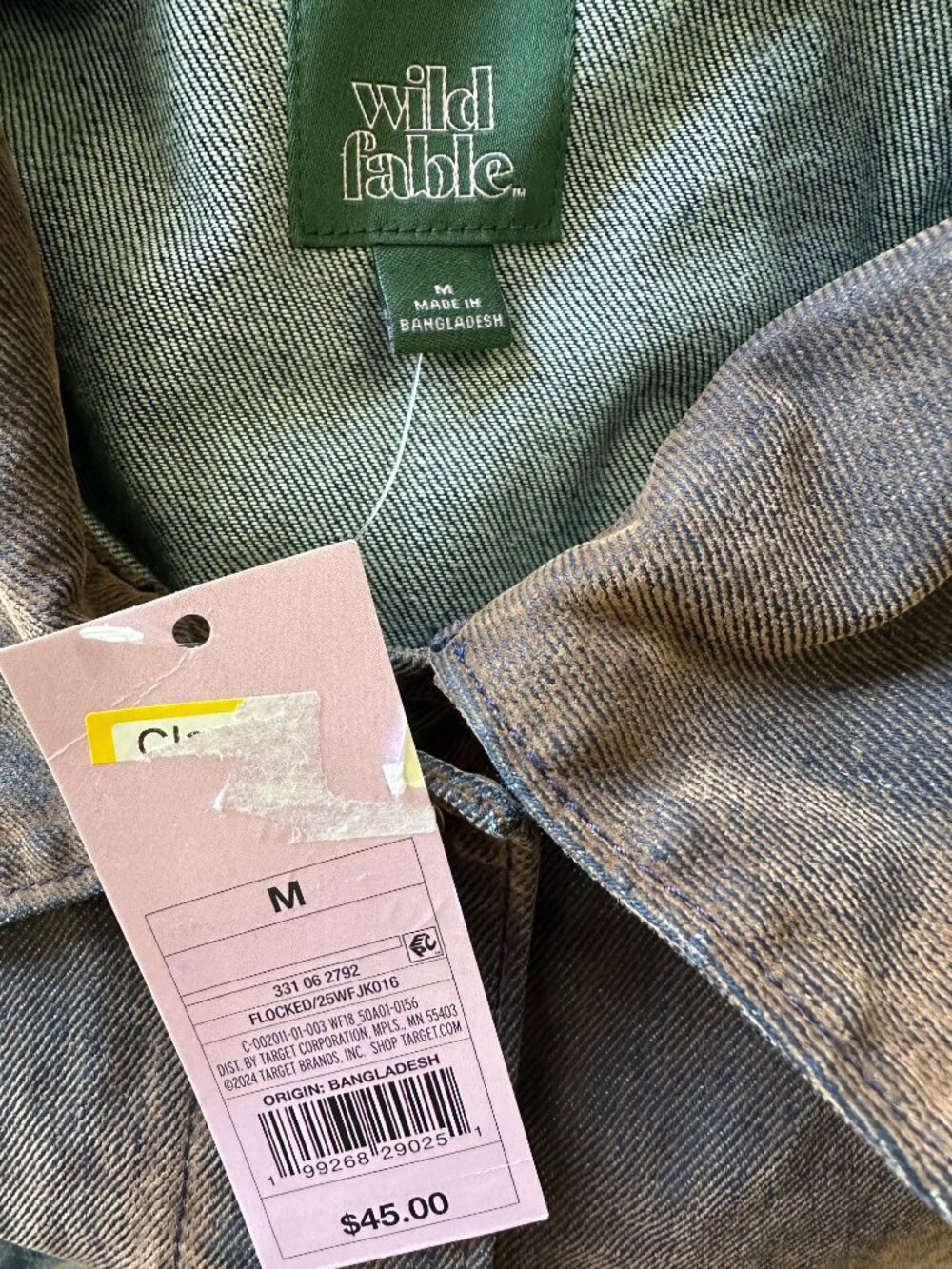 NWT Wild Fable Women's Brown Flocked Distressed Trucker Jacket - Picture 5 of 6